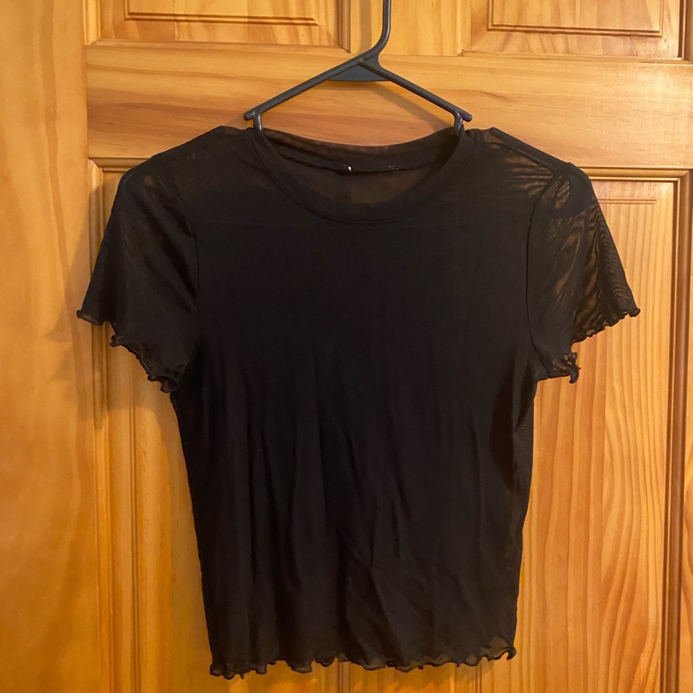 Black mesh top